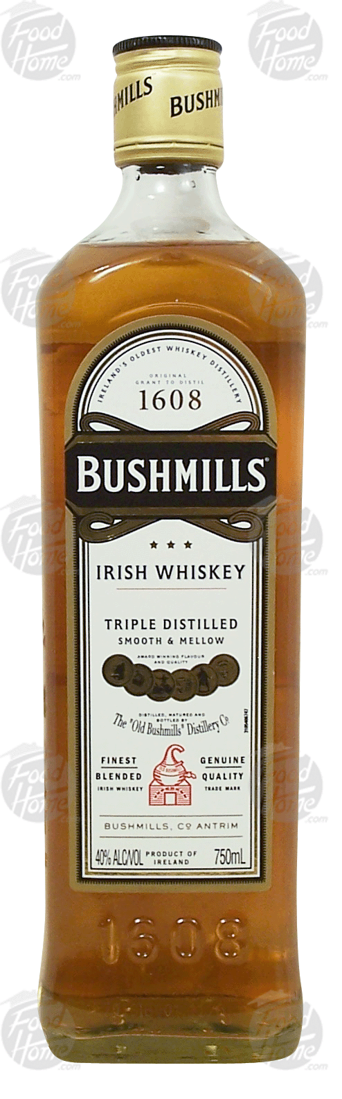 Bushmills  irish whiskey, triple distilled, 40% alc. by vol. Full-Size Picture